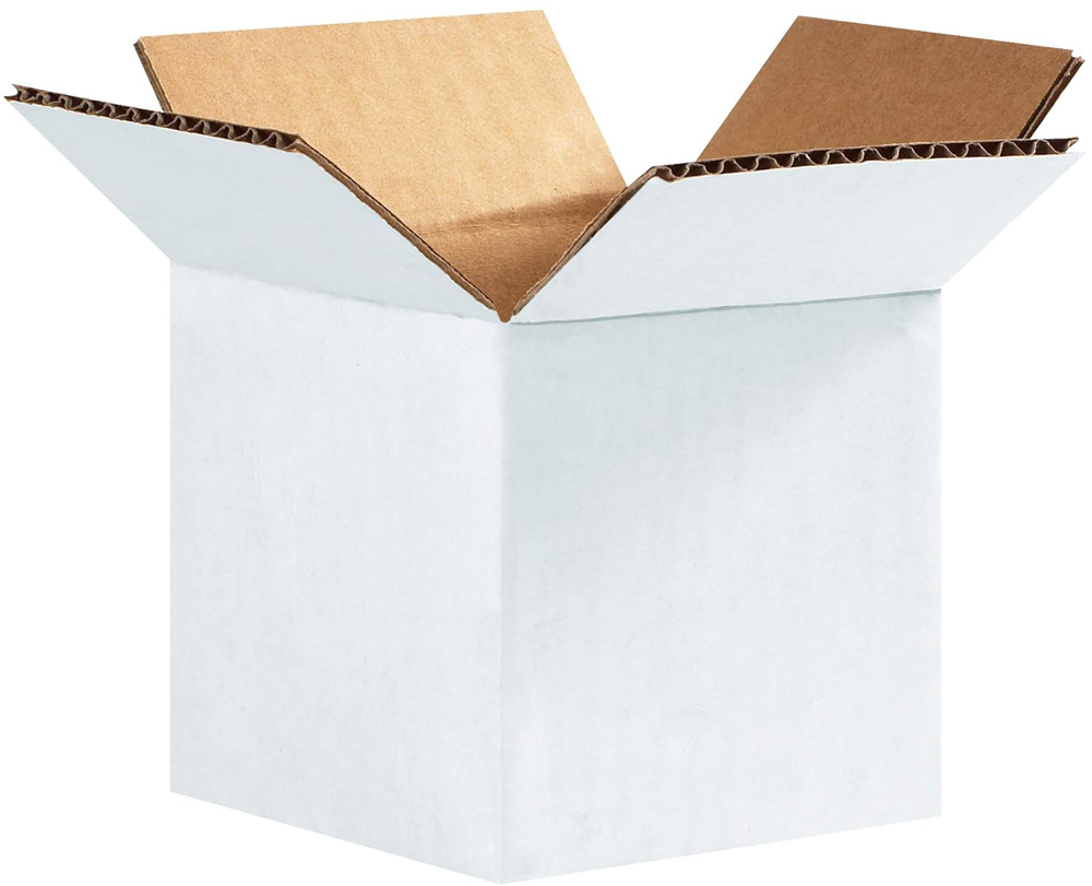 4 x 4 x 4 Corrugated White Boxes