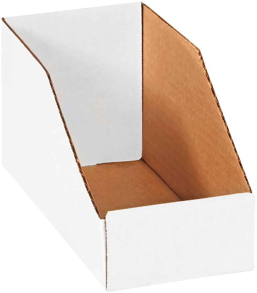 White 4 x 9 x 4 1/2 Open Top Bin Boxes