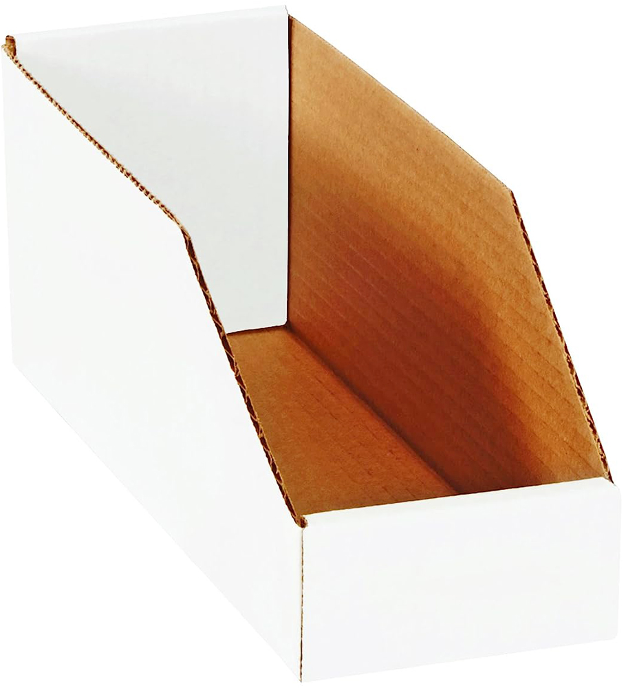 White 6 x 12 x 4 1/2 Open Top Bin Boxes