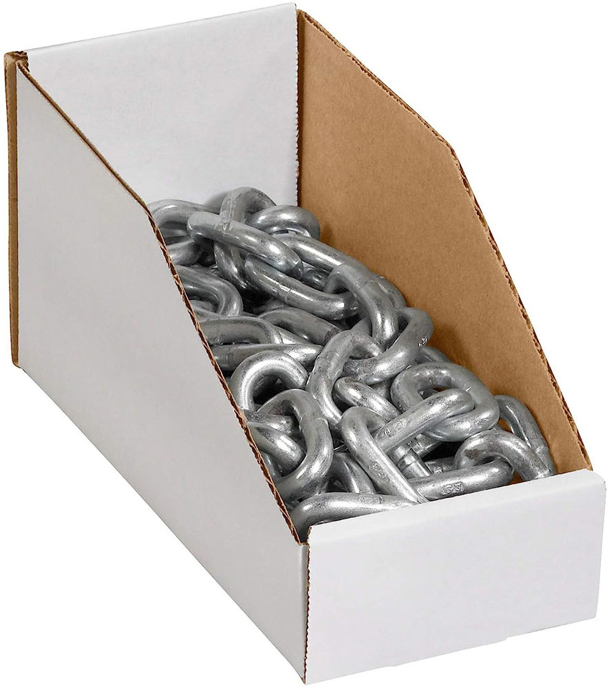 White 6 x 15 x 4 1/2 Open Top Bin Boxes