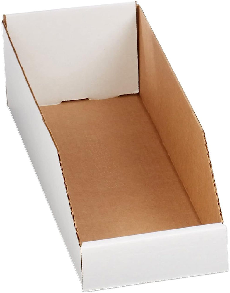 White 6 x 18 x 4.5 Open Top Bin Boxes