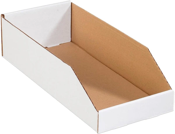 8 x 18 x 4 1/2 Open Top White Bin Boxes White 8 x 18 x 4 1/2 Open Top Bin Boxes