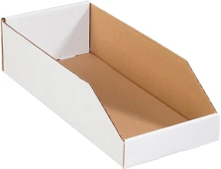 8" x 18" x 4 1/2" Open Top White Bin Boxes