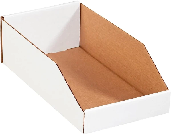 8 x 24 x 4 1/2 Open Top White Bin Boxes White 8 x 24 x 4 1/2 Open Top Bin Boxes
