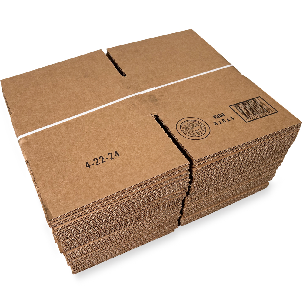 Bundle of 8 x 8 x 4 Corrugated Flat Boxes
