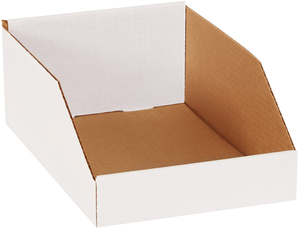 8x12x4.5 Open Top White Bin Boxes