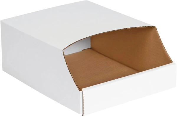 9 x 12 x 4 1/2 White Stackable Bin Boxes 9 x 12 x 4 1/2 White Corrugated Stackable Bin Boxes