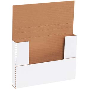 9.625x6.625x1.25 White Corrugated Adjustable Bookfold Mailer (Multi Depth .625)