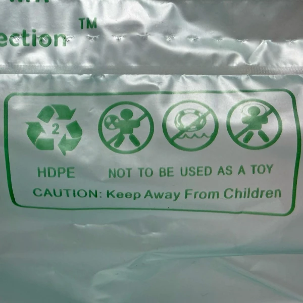 8x4 Filler Mini Air Clasi Film Suffocation Warning Suffocation Warning on a 8 Inch x 4 inch Air Pillow Mini Air Clasi Film - 2296 ft roll