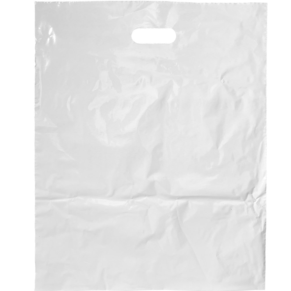 Physical 15 x 18 White Die Cut Handle Retail Bag 1.75 Mi
