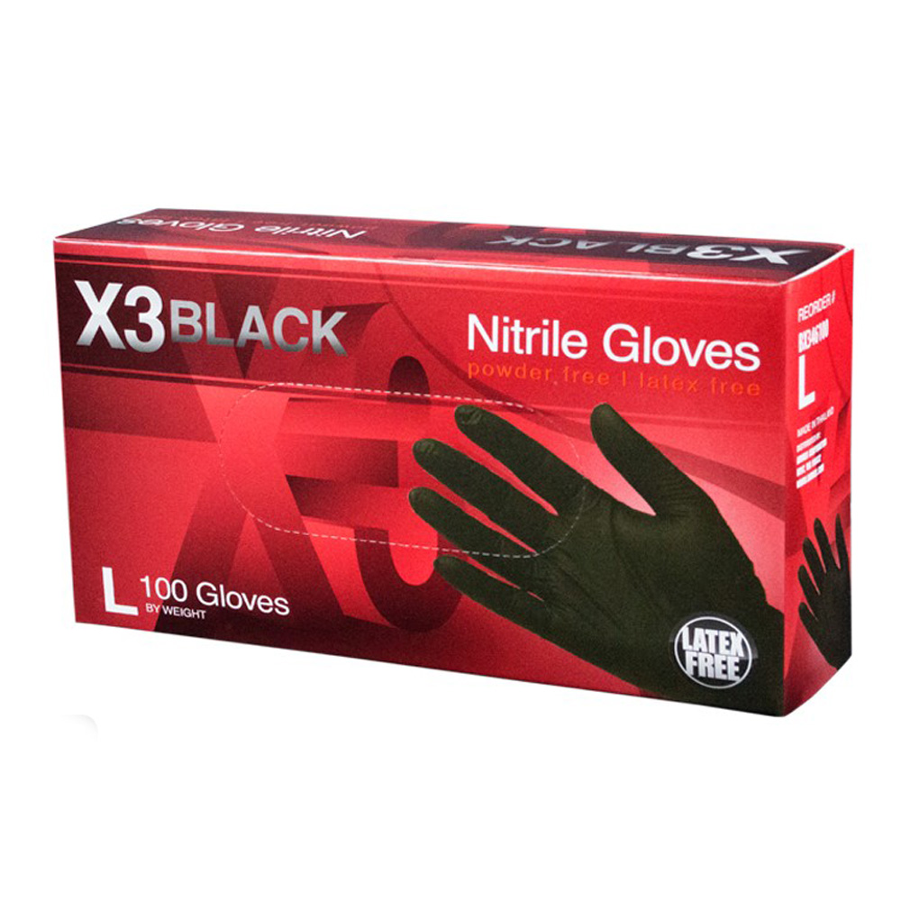 Ammex Black Nitrile Gloves 3 mil - Extra Extra Large
