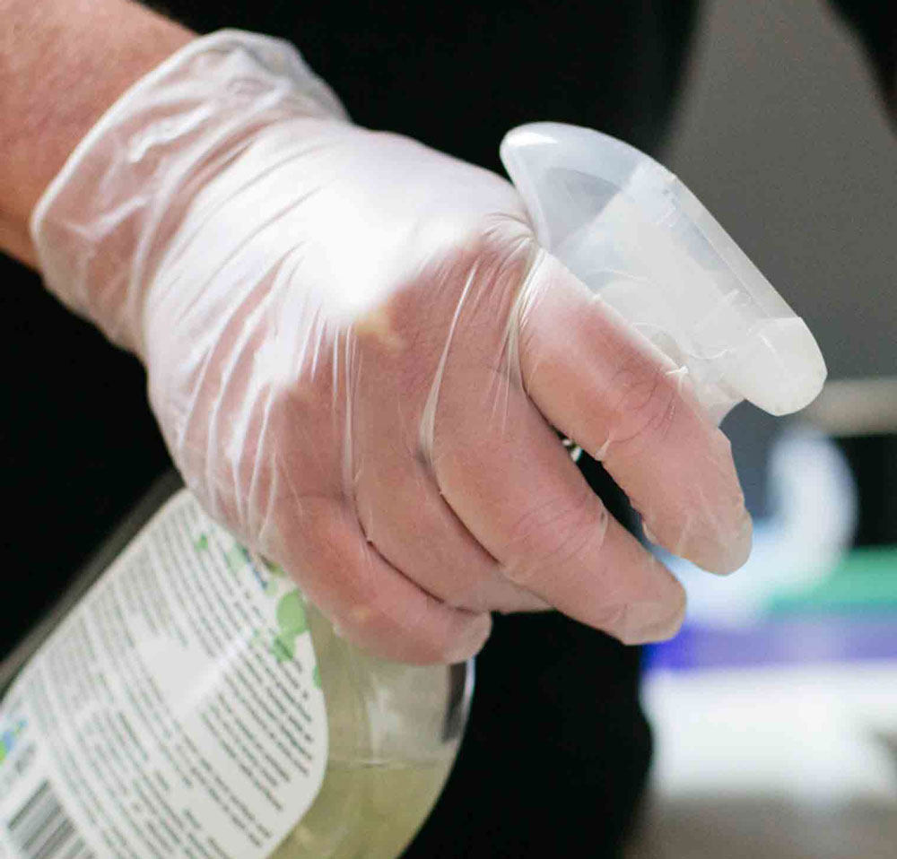 Clear Disposable Vinyl Gloves Janitorial Cleaning - Polymer Coated - Large