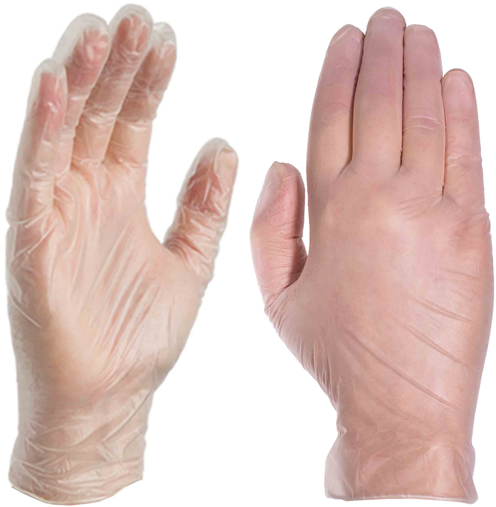 Clear Disposable Vinyl Gloves - Polymer Coated - Large