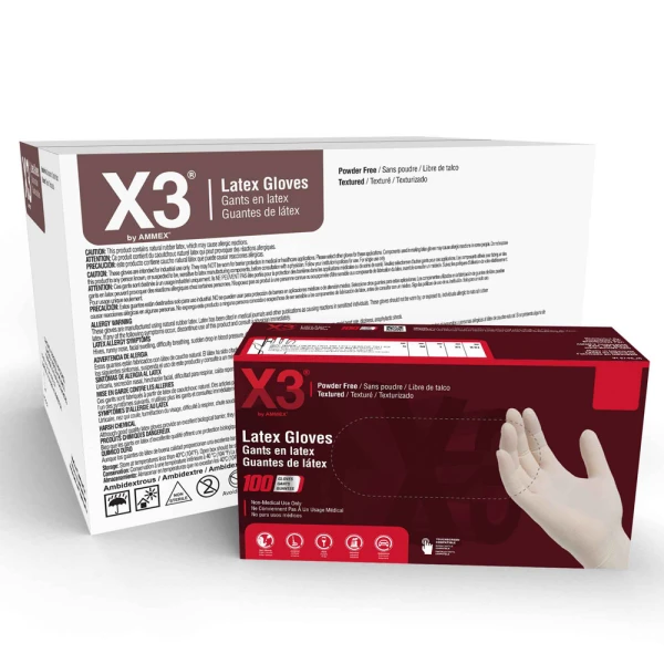Ammex Latex Gloves - Medium 3 Mil Ammex Ivory 3 Mil Latex Gloves Master Case