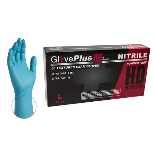 Extra Large Blue Nitrile Gloves GlovePlus GlovePlus Premium Blue Nitrile Gloves 7 mil - Extra Large