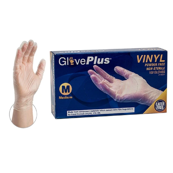 Small Clear Vinyl Gloves GlovePlus GlovePlus Premium Vinyl Gloves 4 mil - Small