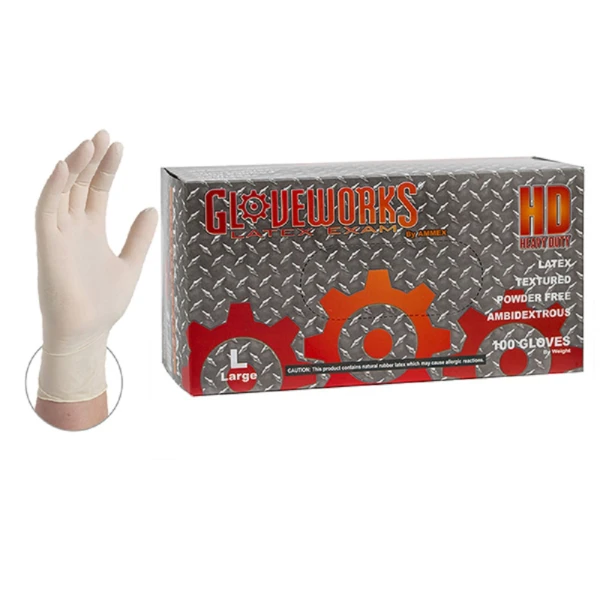 Small Ivory Latex Gloves Gloveworks Gloveworks Heavy Duty Latex Gloves 8 mil - Small