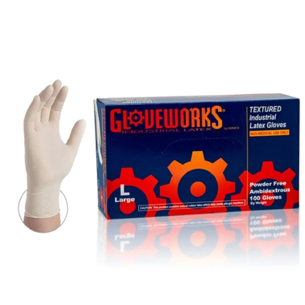 Extra Large Ivory Latex Gloves Gloveworks Gloveworks Premium Latex Gloves 5 mil - Extra Large
