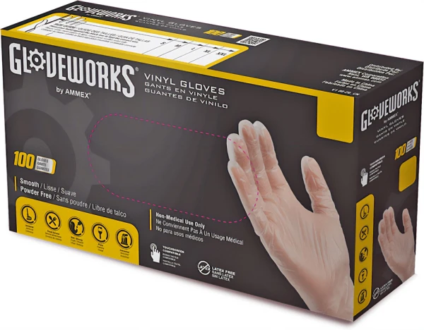 GlovePlus Clear Vinyl Gloves - Medium Clear Disposable Vinyl Gloves - Polymer Coated - Medium