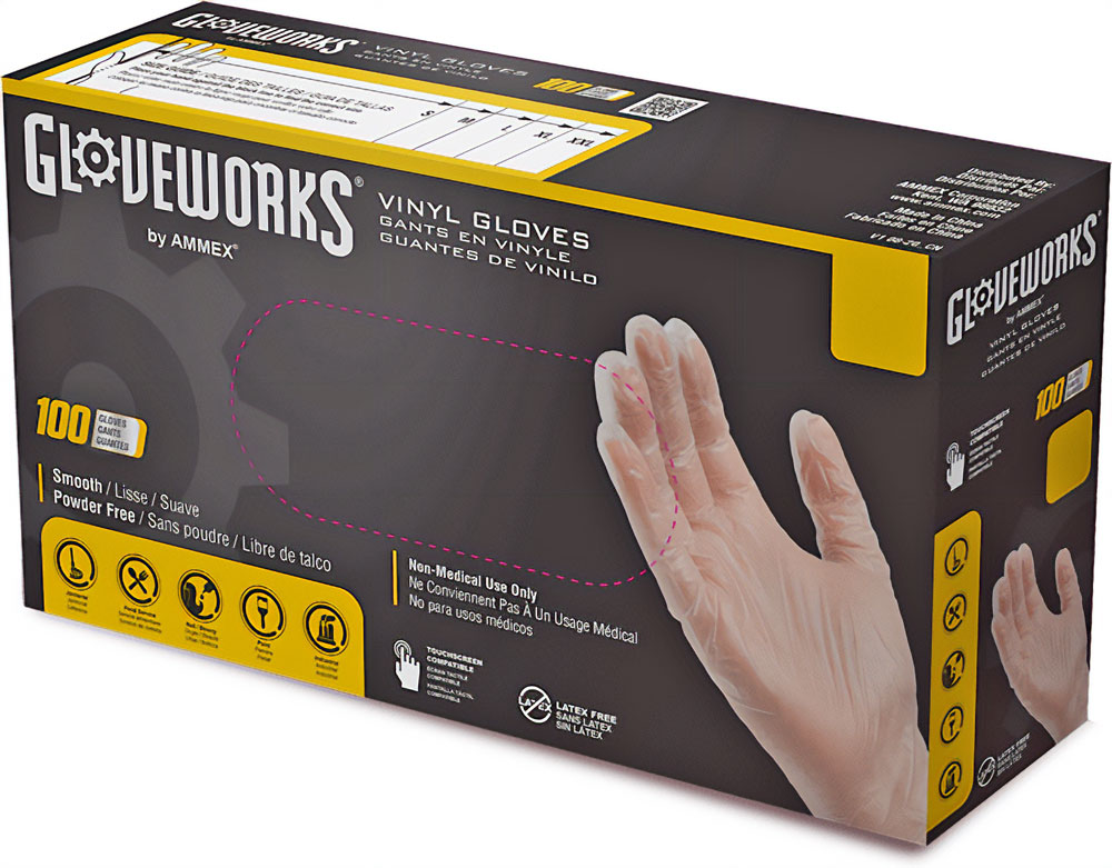 Clear Disposable Vinyl Gloves - Polymer Coated - Medium