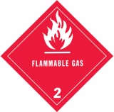 D.O.T. Flammable Gas Label for Transportation of Hazardous Materials - Class 2