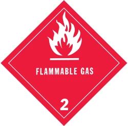 4" X 4" D.O.T. Flammable Gas HazMat - Class 2