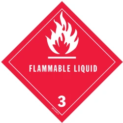 D.O.T. Flammable Liquid Label for Hazardous Materials - Class 3