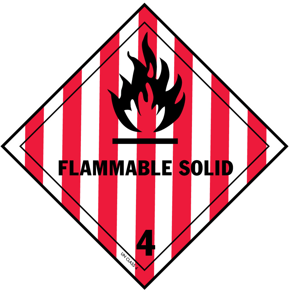D.O.T. Flammable Solid Label for Hazardous Materials Class 4