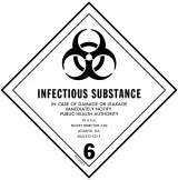 D.O.T. Infectious Substance Label for Transportation of Hazardous Materials - Class 6