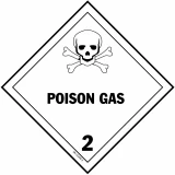 D.O.T. Poisonous Gas Label for Transportation of Hazardous Materials - Class 2