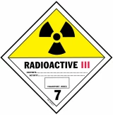 D.O.T. Radioactive III Materials Label for Transportation of Hazardous Materials - Class 7