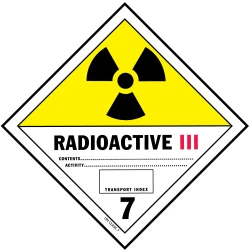 4" X 4" D.O.T. Radioactive III HazMat Label - Class 7