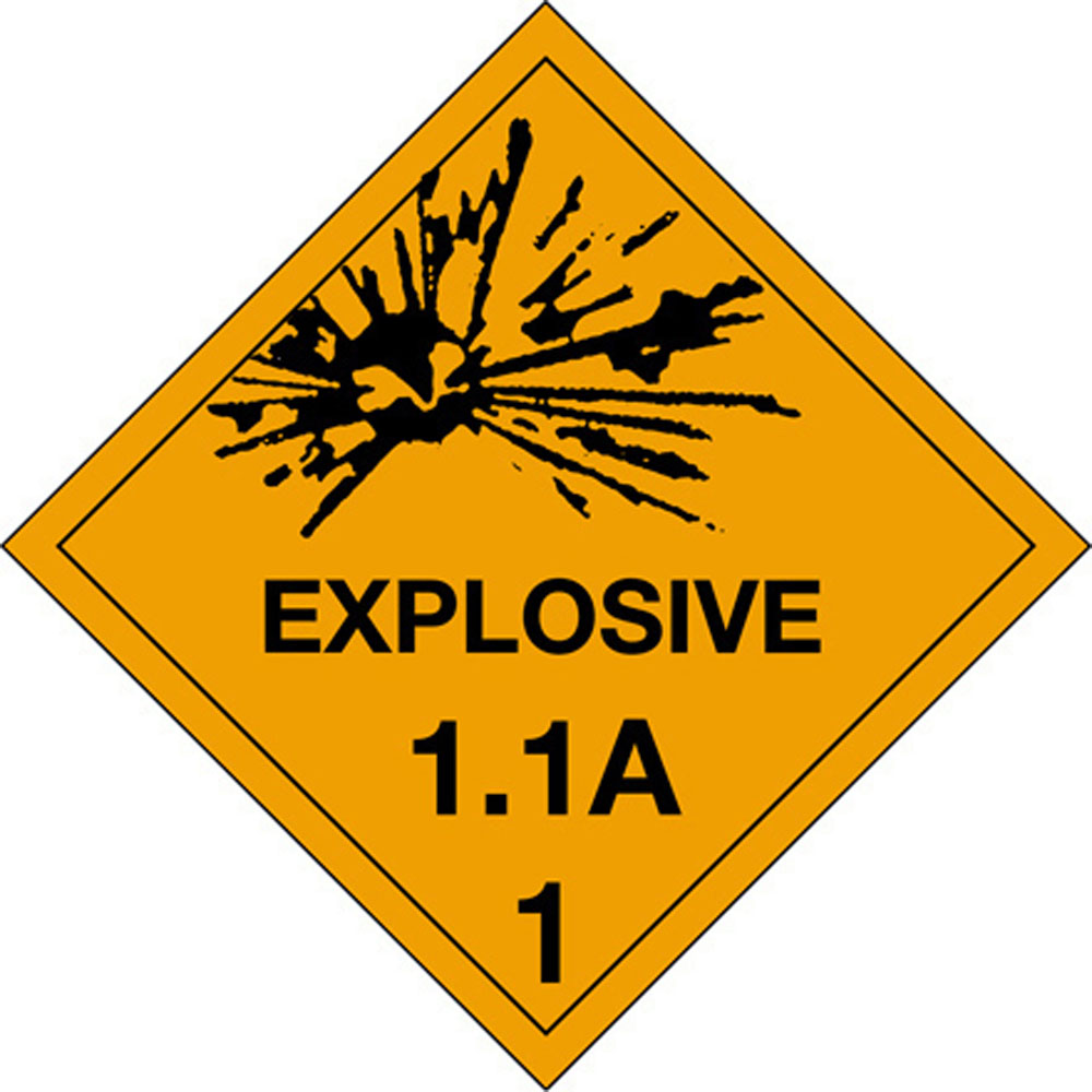 1.1A Explosives DOT Hazmat Labels