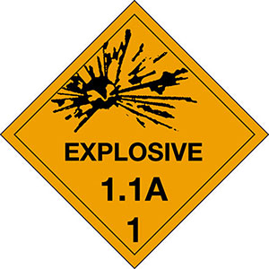 1.1A Explosives DOT Hazmat Labels
