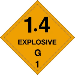 4" X 4" D.O.T. Explosives 1.4G HazMat Labels