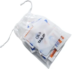6" x 10" Pull-Tite Polypropylene Drawstring Bag with White Block