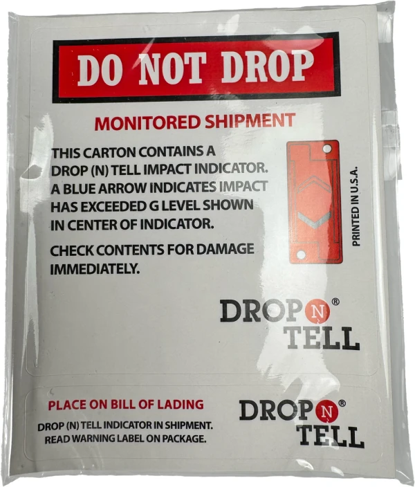 25 Label Pack of Drop-N-Tell Non Resetting Very Sensitive Damage Indicator 25 Pack of Labels of 5G Non Resetting Damage Indicator