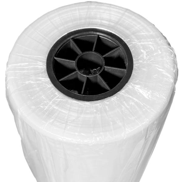 38 x 63 4 Mil Drum Liners Plastic Core Close up of 55 Gallon Drum Liners - 4 Mil Clear Plastic 38 x 63 On Rolls Black Plastic Core