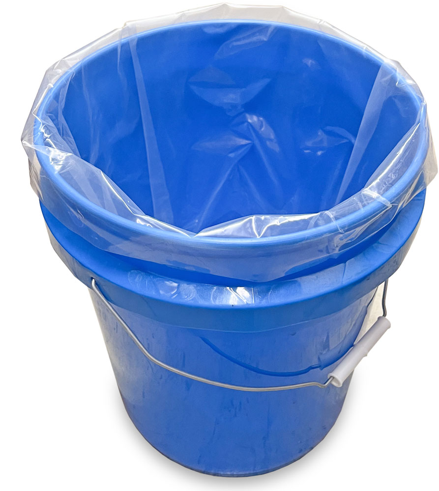 5 Gallon Pail Round Bottom Liners - 4 Mil Clear Plastic 19 x 15