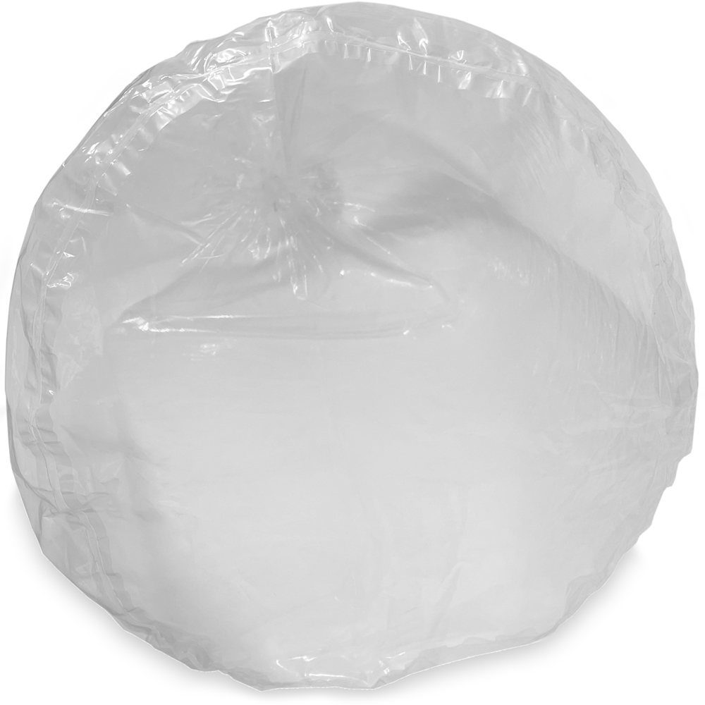 Close up of 55 Gallon Drum Round Bottom Liners - 4 Mil Clear Plastic 37 x 40 Bottom