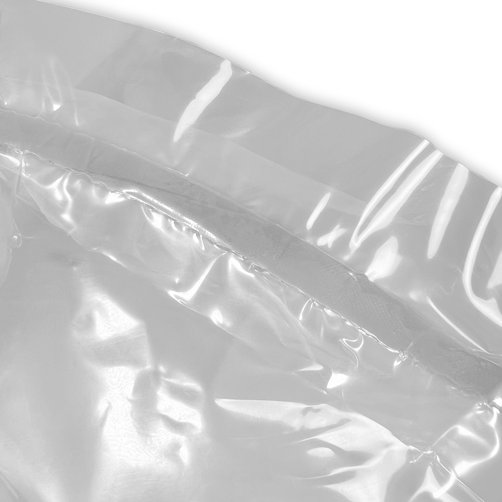 Close up of 55 Gallon Drum Round Bottom Liners - 4 Mil Clear Plastic 37 x 40 Bottom Seal