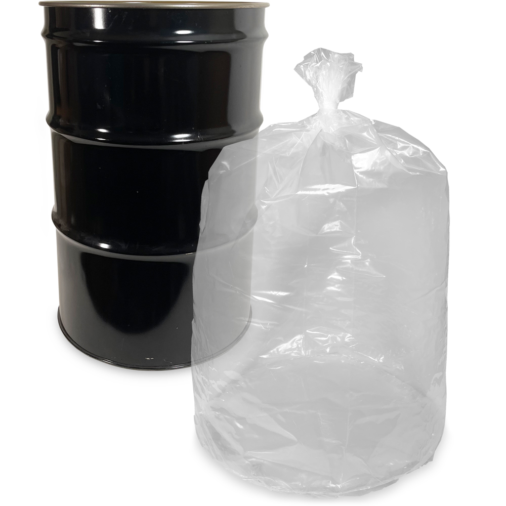 55 Gallon Drum Round Bottom Liners - 4 Mil Clear Plastic 37 x 40 with Drum