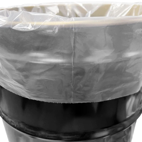 55 Gallon 38 x 65 3 Mil Drum Liners Overhang Close up of 55 Gallon 38 x 65 3 Mil Drum Liners Overhang