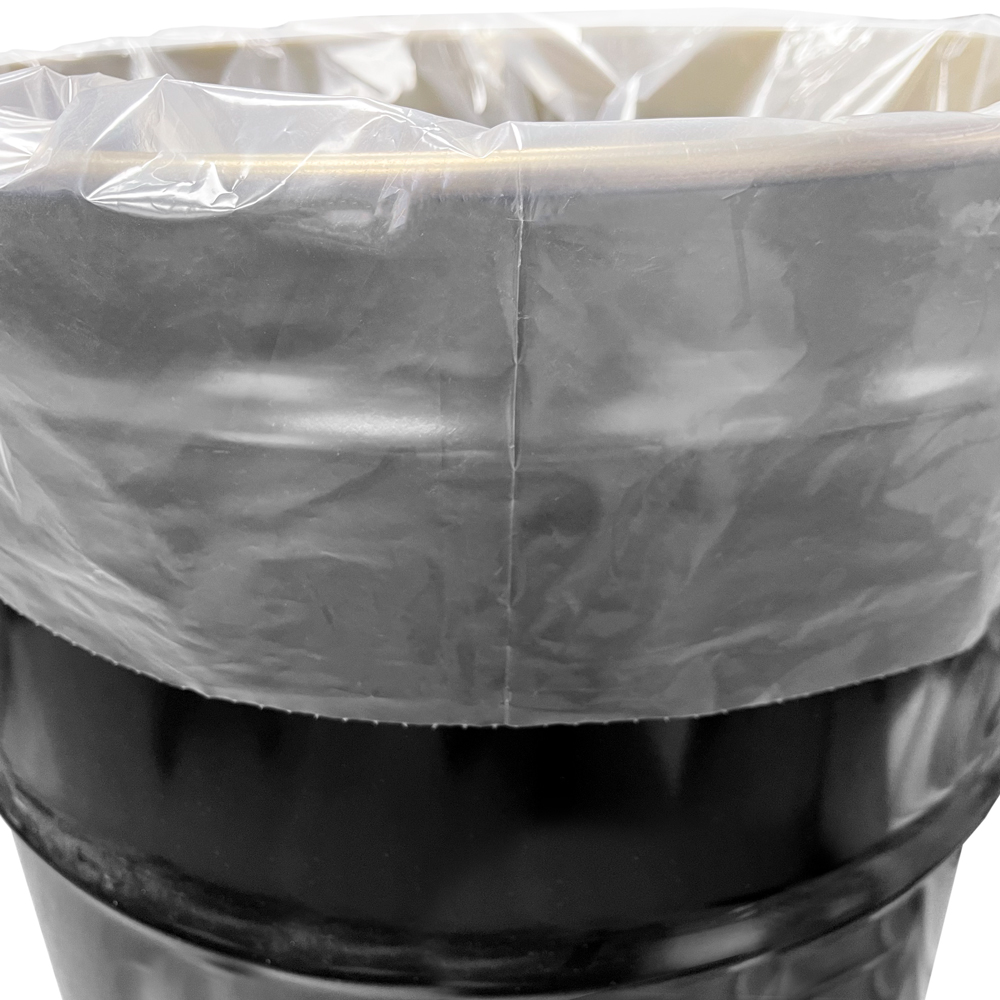 Close up of 55 Gallon 38 x 65 3 Mil Drum Liners Overhang