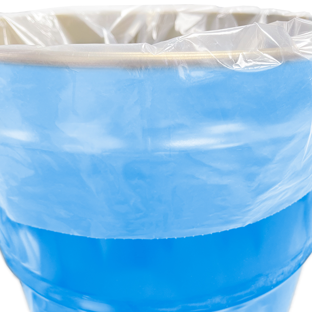 Close up of 55 Gallon 38 x 65 4 Mil Drum Liners Overhang