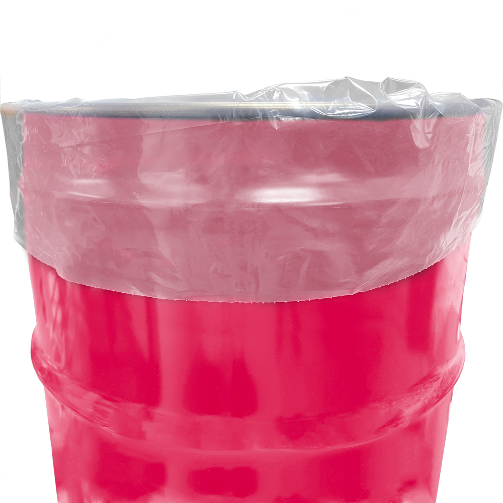 Close up of 55 Gallon 38 x 65 6 Mil Drum Liners Overhang
