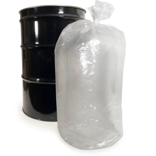 55 Gallon 8 Mil Round Bottom Clear Plastic Low Density Drum Liners  38 x 56