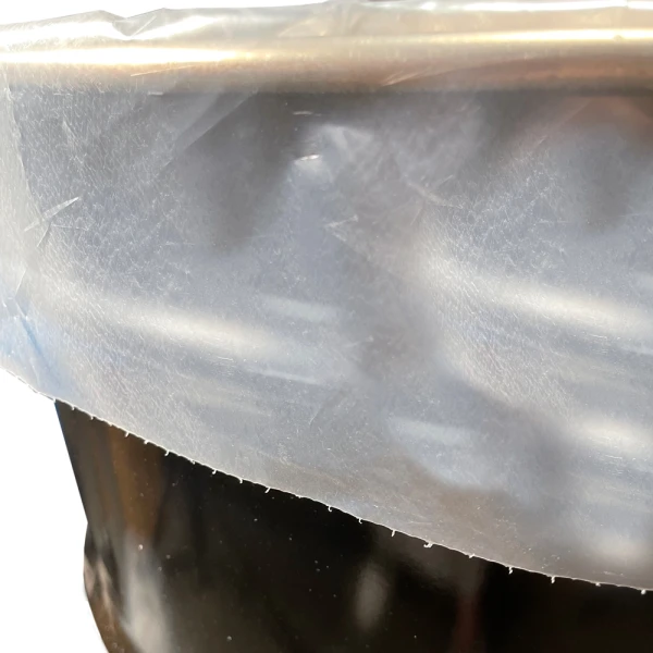 55 Gallon 38 x 65 5 Mil Drum Liners 55 Gallon 38 x 65 5 Mil Drum Liners Close Up of Perforated Lip of Bag