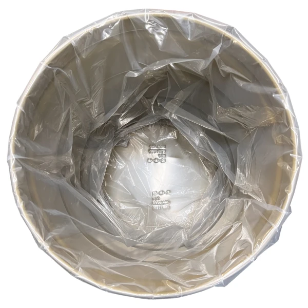 55 Gallon 38 x 46 4 Mil Round Bottom Drum Liner Bottom Close up of 55 Gallon Drum Round Bottom Liner - 4 Mil Clear Plastic 38 x 46 Bottom
