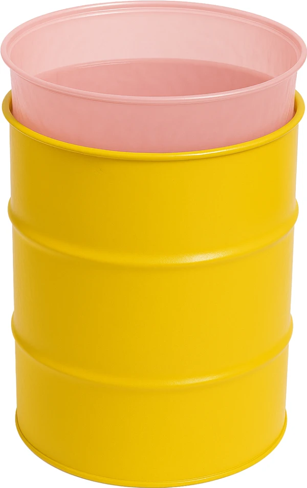 55 Gallon Smooth Antistat Rigid Drum Liners 18 Mil 55 Gallon Rigid Vacuum Formed Drum Liners 18 Mil in Yellow Metal Drum